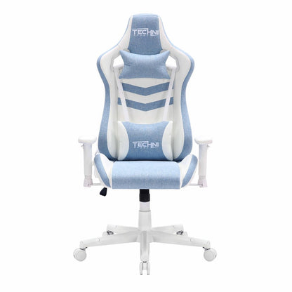 Blue And White Swivel Rolling Gaming Chair