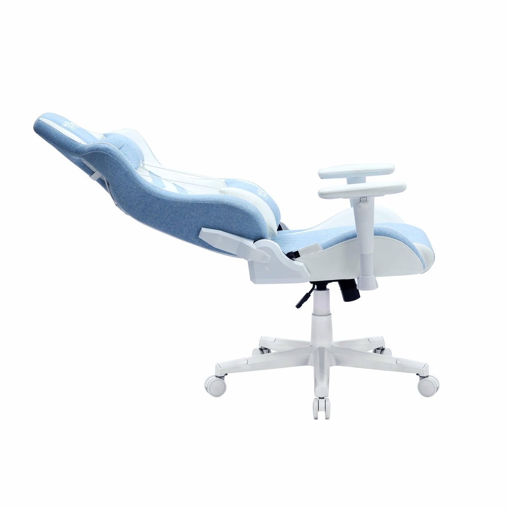 Blue And White Swivel Rolling Gaming Chair — view 4
