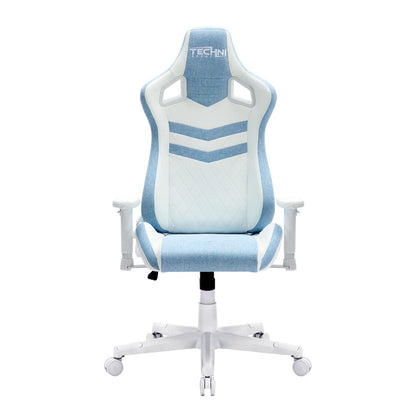 Blue And White Swivel Rolling Gaming Chair