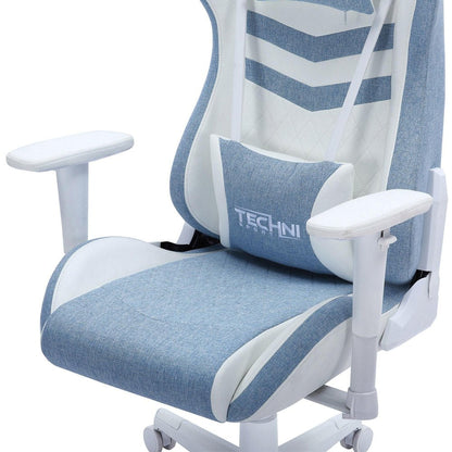Blue And White Swivel Rolling Gaming Chair HomeRoots