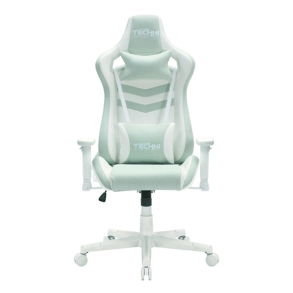 Blue And White Swivel Rolling Gaming Chair — view 14