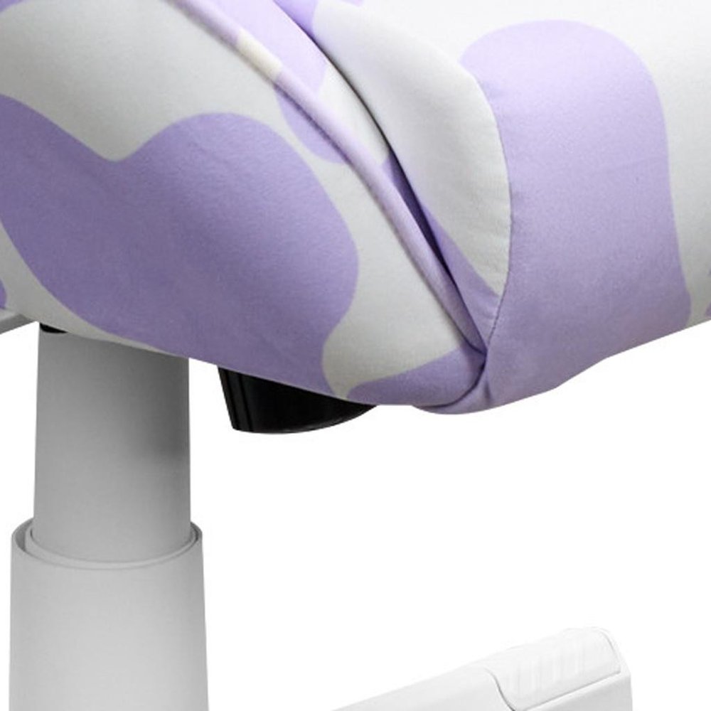 Lavender and White Cow Print Adjustable Height Rolling Gaming Chair HomeRoots