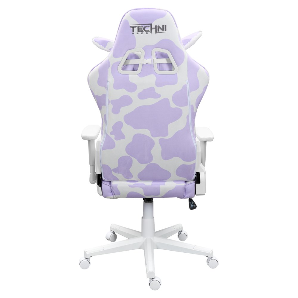Black White And Pink Cow Print Adjustable Height Swivel Rolling Gaming Chair — view 5