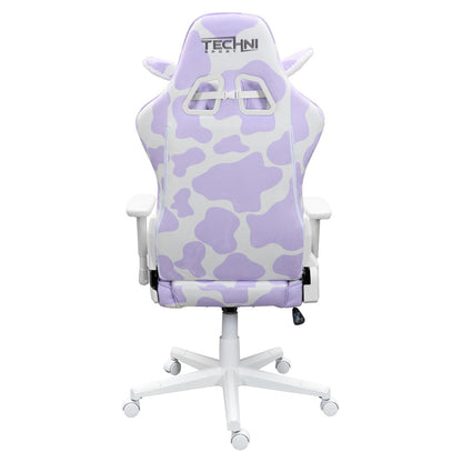 Black White And Pink Cow Print Adjustable Height Swivel Rolling Gaming Chair