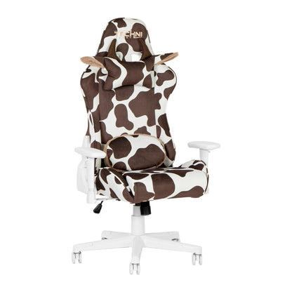 Black White And Pink Cow Print Adjustable Height Swivel Rolling Gaming Chair