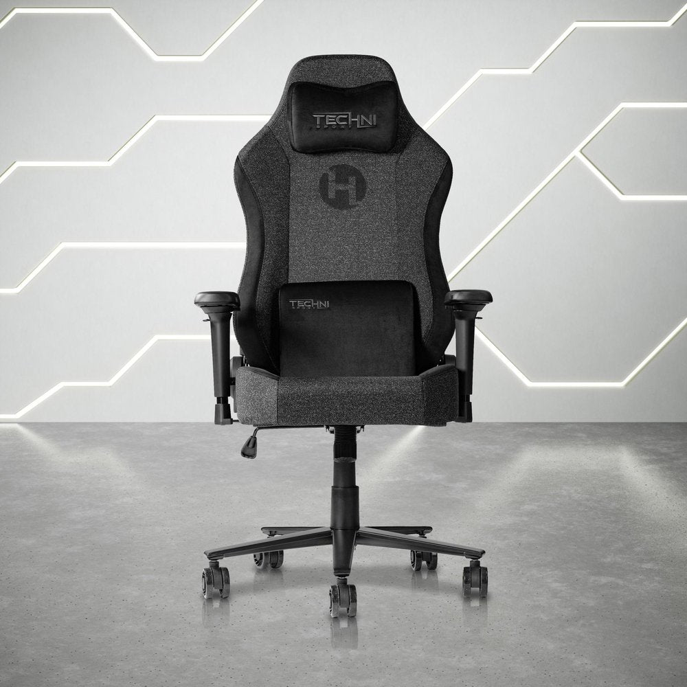 Black Swivel Rolling Gaming Chair — view 1