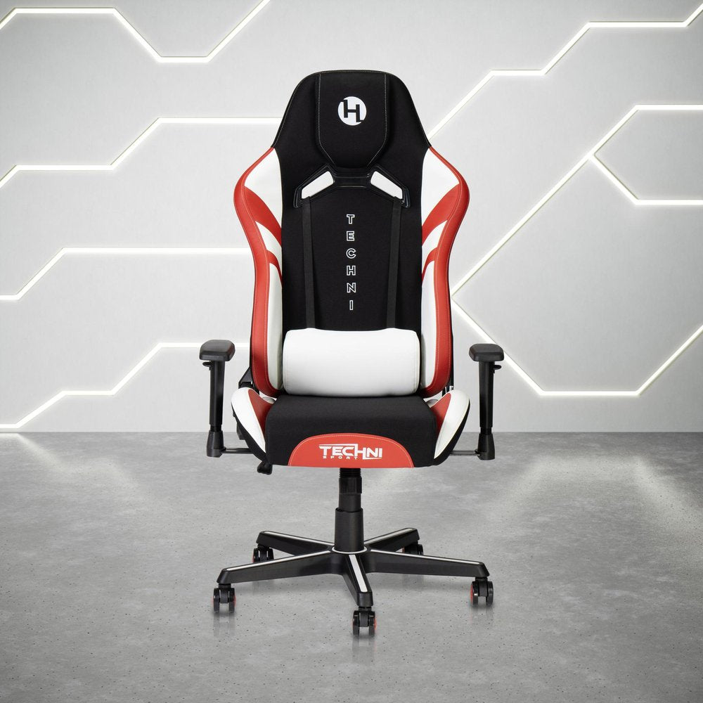 Pink And Black Swivel Rolling Gaming Chair — view 1