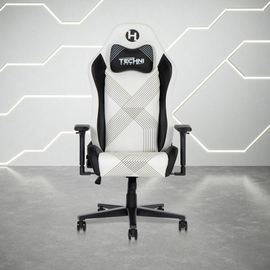 Black And White And Black Swivel Rolling Gaming Chair