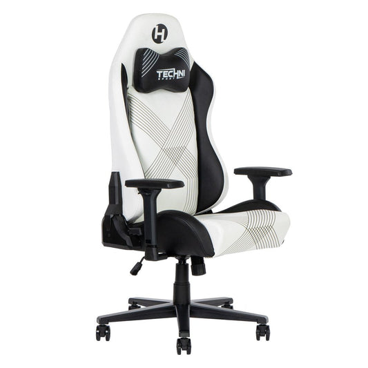 Black And White And Black Swivel Rolling Gaming Chair