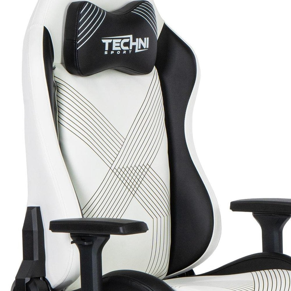 Black And White And Black Swivel Rolling Gaming Chair HomeRoots