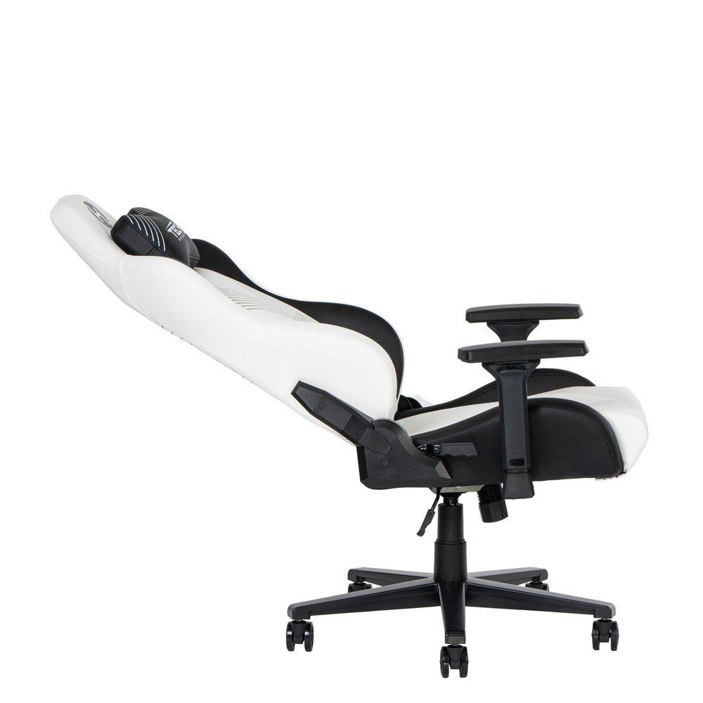 Black And White And Black Swivel Rolling Gaming Chair — view 6