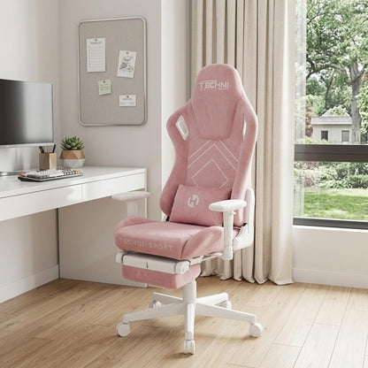 Pink And White Adjustable Height Swivel Rolling Gaming Chair HomeRoots