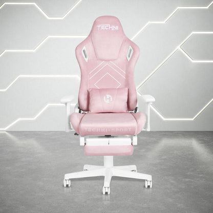 Pink And White Adjustable Height Swivel Rolling Gaming Chair HomeRoots