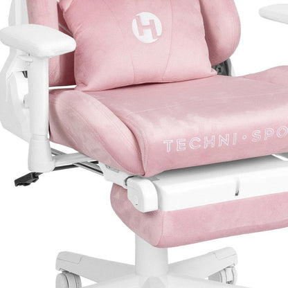 Pink And White Adjustable Height Swivel Rolling Gaming Chair HomeRoots