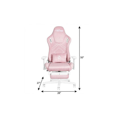 Pink And White Adjustable Height Swivel Rolling Gaming Chair