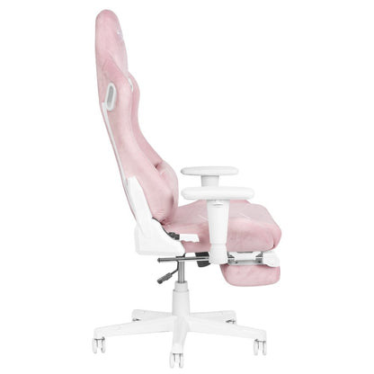 Pink And White Adjustable Height Swivel Rolling Gaming Chair HomeRoots