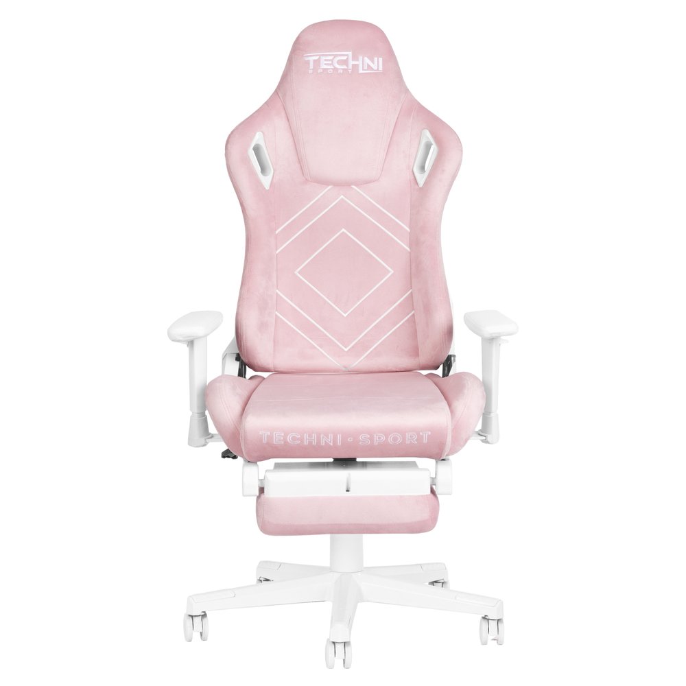 Pink And White Adjustable Height Swivel Rolling Gaming Chair — view 6