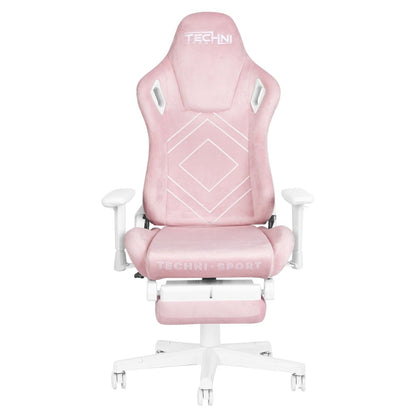Pink And White Adjustable Height Swivel Rolling Gaming Chair