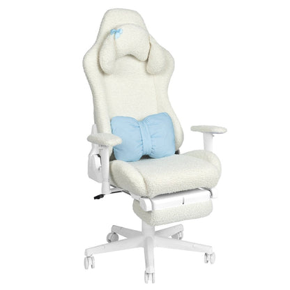 White Adjustable Height Swivel Rolling Gaming Chair With Footrest HomeRoots