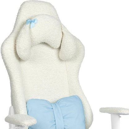 White Adjustable Height Swivel Rolling Gaming Chair With Footrest HomeRoots