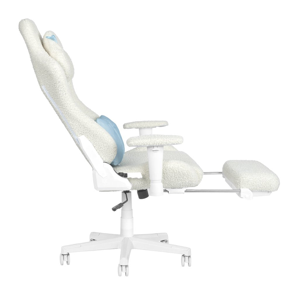 White Adjustable Height Swivel Rolling Gaming Chair With Footrest — view 5