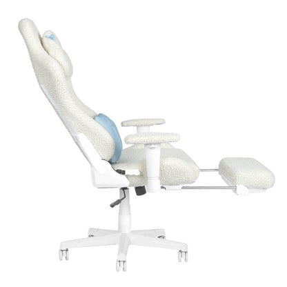 White Adjustable Height Swivel Rolling Gaming Chair With Footrest HomeRoots
