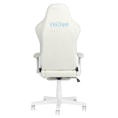 White Adjustable Height Swivel Rolling Gaming Chair With Footrest