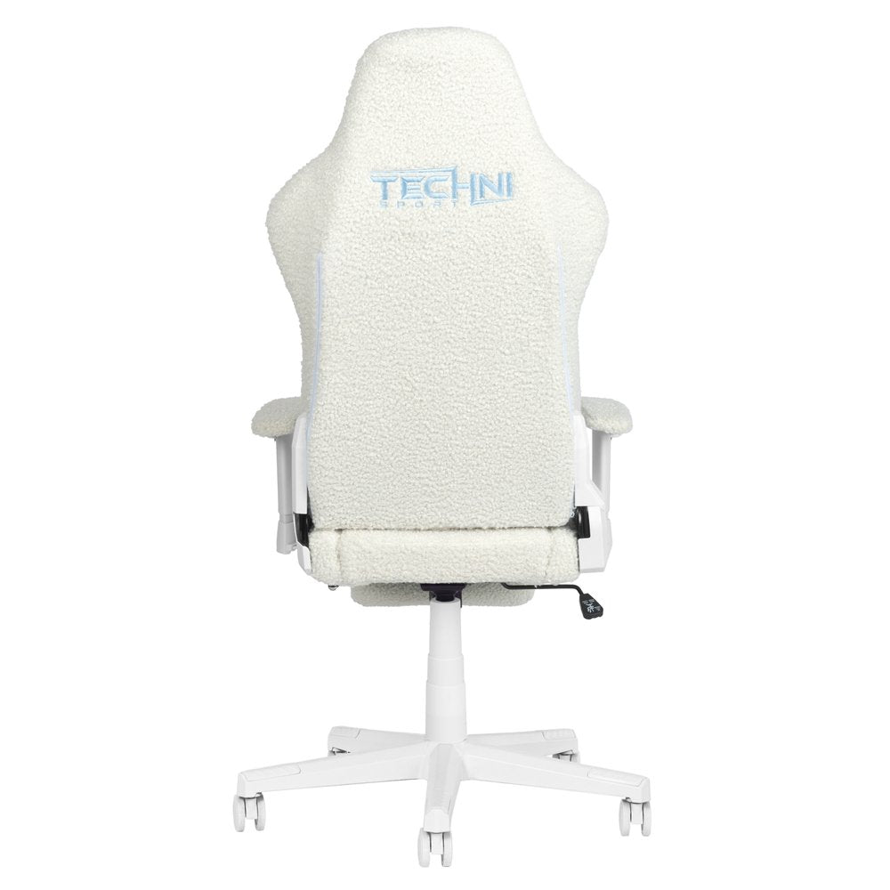 White Adjustable Height Swivel Rolling Gaming Chair With Footrest — view 6