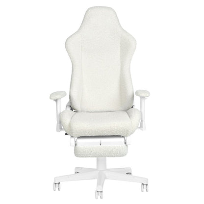White Adjustable Height Swivel Rolling Gaming Chair With Footrest HomeRoots