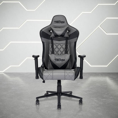 Gray And Black Adjustable Height Swivel Rolling Gaming Chair HomeRoots