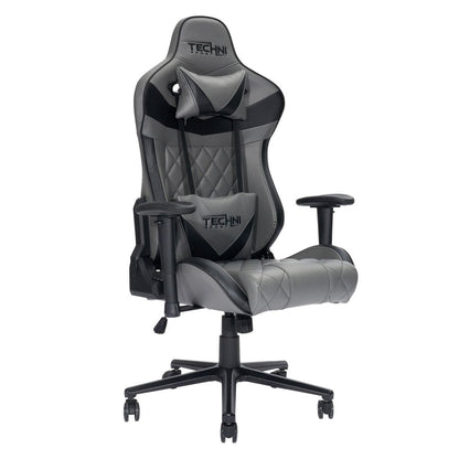 Gray And Black Adjustable Height Swivel Rolling Gaming Chair HomeRoots