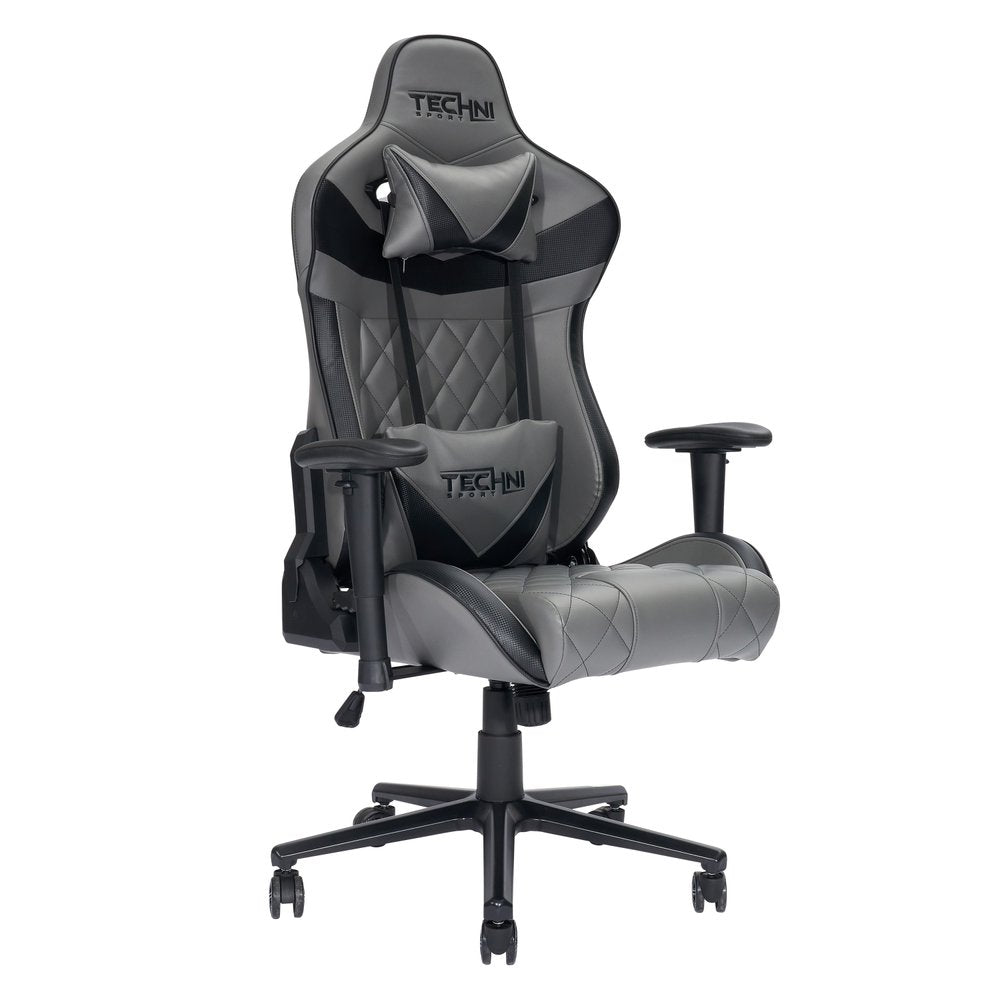 Gray And Black Adjustable Height Swivel Rolling Gaming Chair — view 13