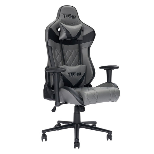 Gray And Black Adjustable Height Swivel Rolling Gaming Chair
