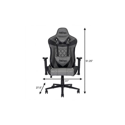 Gray And Black Adjustable Height Swivel Rolling Gaming Chair HomeRoots