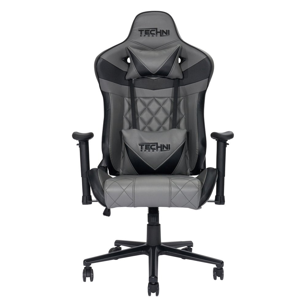 Gray And Black Adjustable Height Swivel Rolling Gaming Chair — view 3