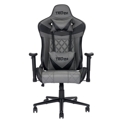 Gray And Black Adjustable Height Swivel Rolling Gaming Chair HomeRoots