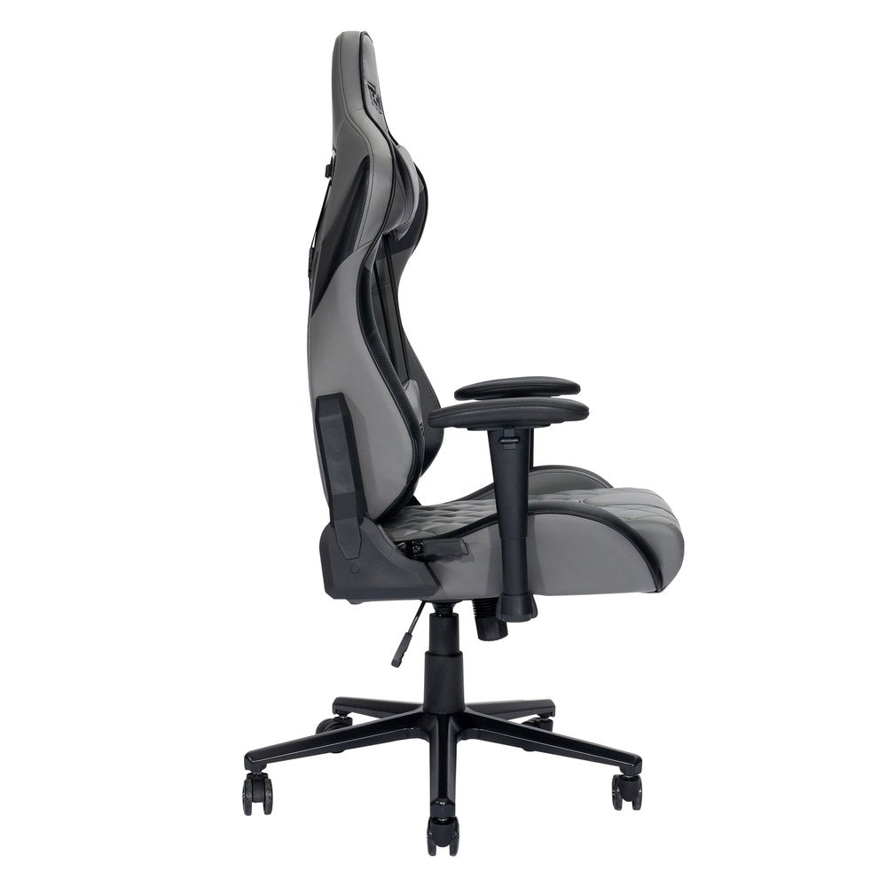 Gray And Black Adjustable Height Swivel Rolling Gaming Chair HomeRoots