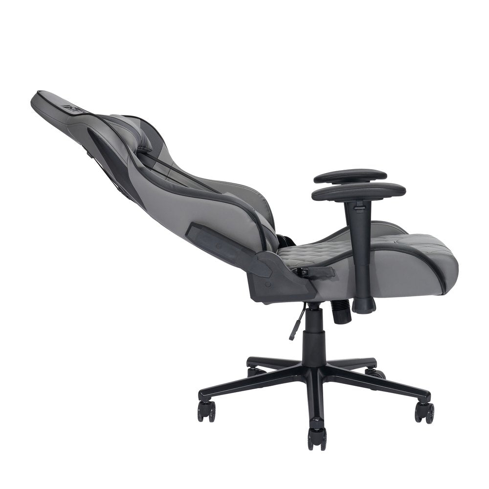 Gray And Black Adjustable Height Swivel Rolling Gaming Chair — view 5