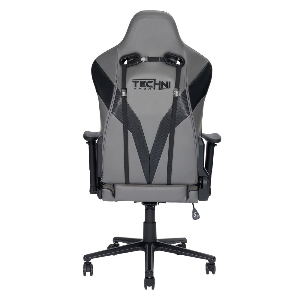 Gray And Black Adjustable Height Swivel Rolling Gaming Chair — view 17