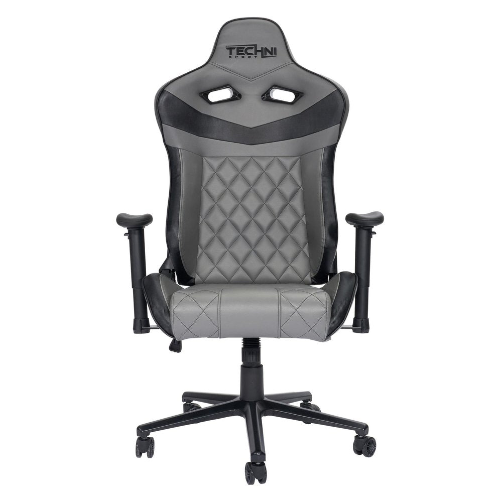 Gray And Black Adjustable Height Swivel Rolling Gaming Chair HomeRoots