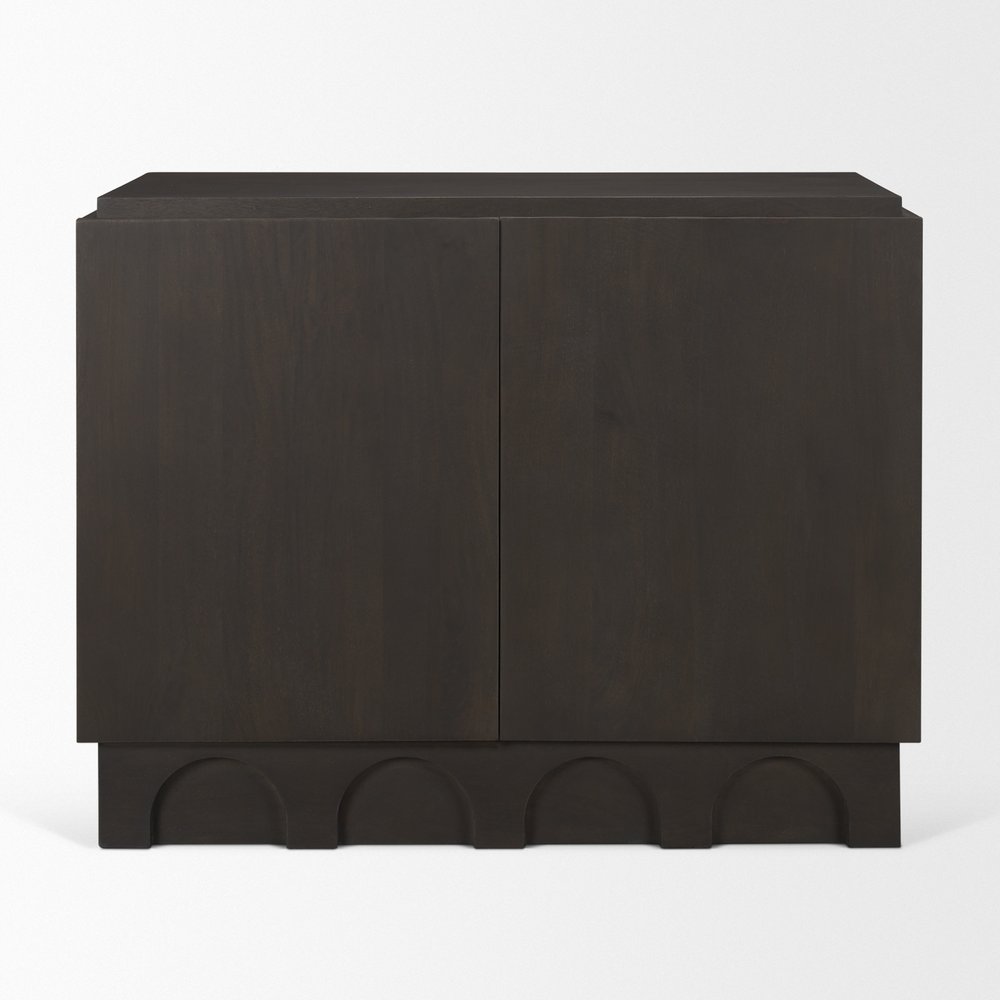 18" Brown Solid Wood Accent Cabinet With Two Doors