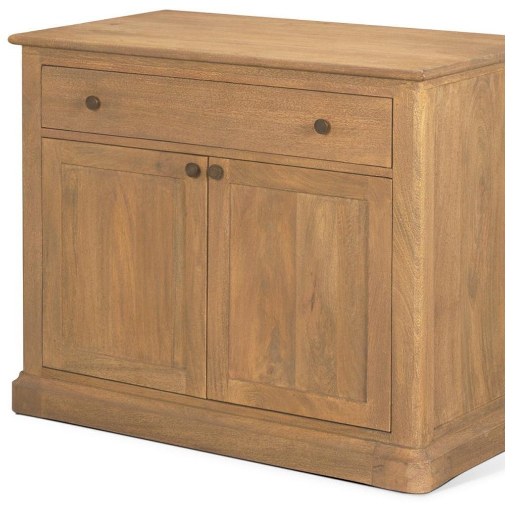 19" Brown Solid Wood Accent Cabinet With Two Doors And One Drawer — view 10