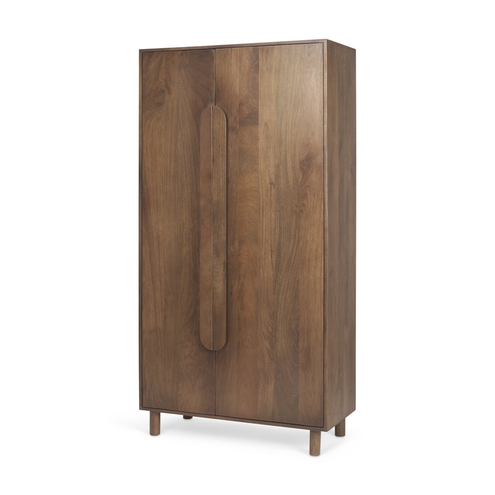 16" Brown Solid Wood Curio Cabinet With Two Doors — view 1