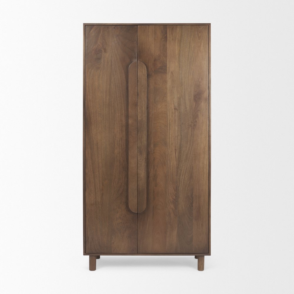 16" Brown Solid Wood Curio Cabinet With Two Doors — view 2