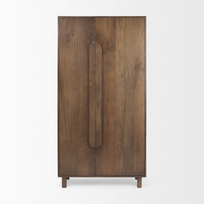 16" Brown Solid Wood Curio Cabinet With Two Doors