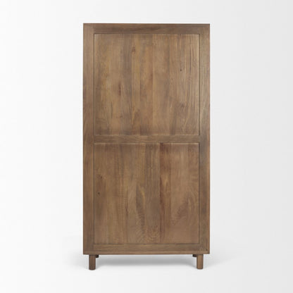 16" Brown Solid Wood Curio Cabinet With Two Doors
