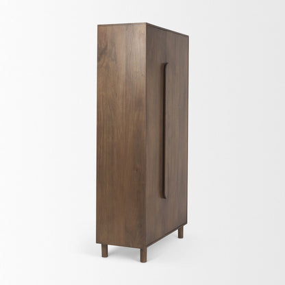 16" Brown Solid Wood Curio Cabinet With Two Doors