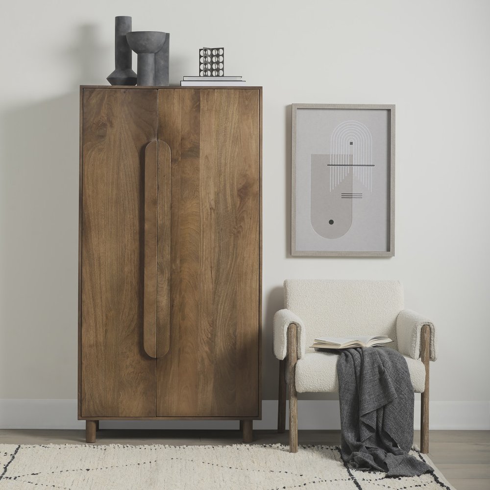 16" Brown Solid Wood Curio Cabinet With Two Doors — view 8