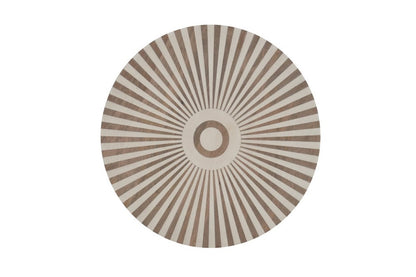 22" Brown and Natural Solid Wood Round Drum End Table