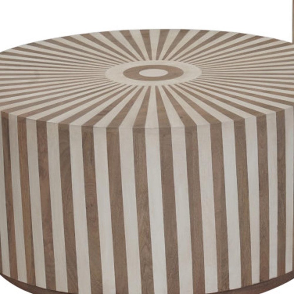 Set of Two Brown Solid Wood Round Drum Furniture Set — view 8